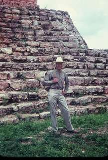 Bernhard Winkler at a Mayan pyramid